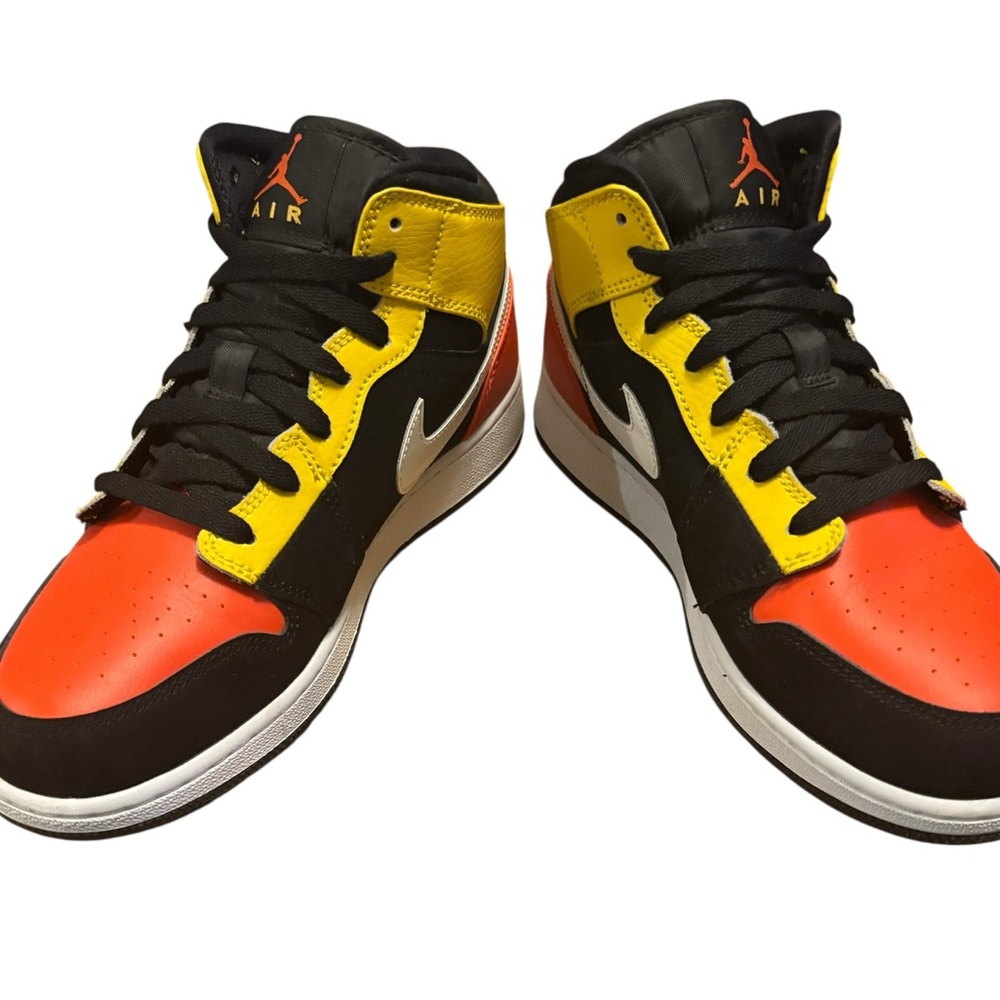 Jordan Black, Red, and Yellow High-Top Sneakers